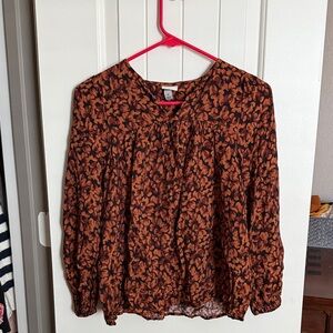 Rust black floral blouse